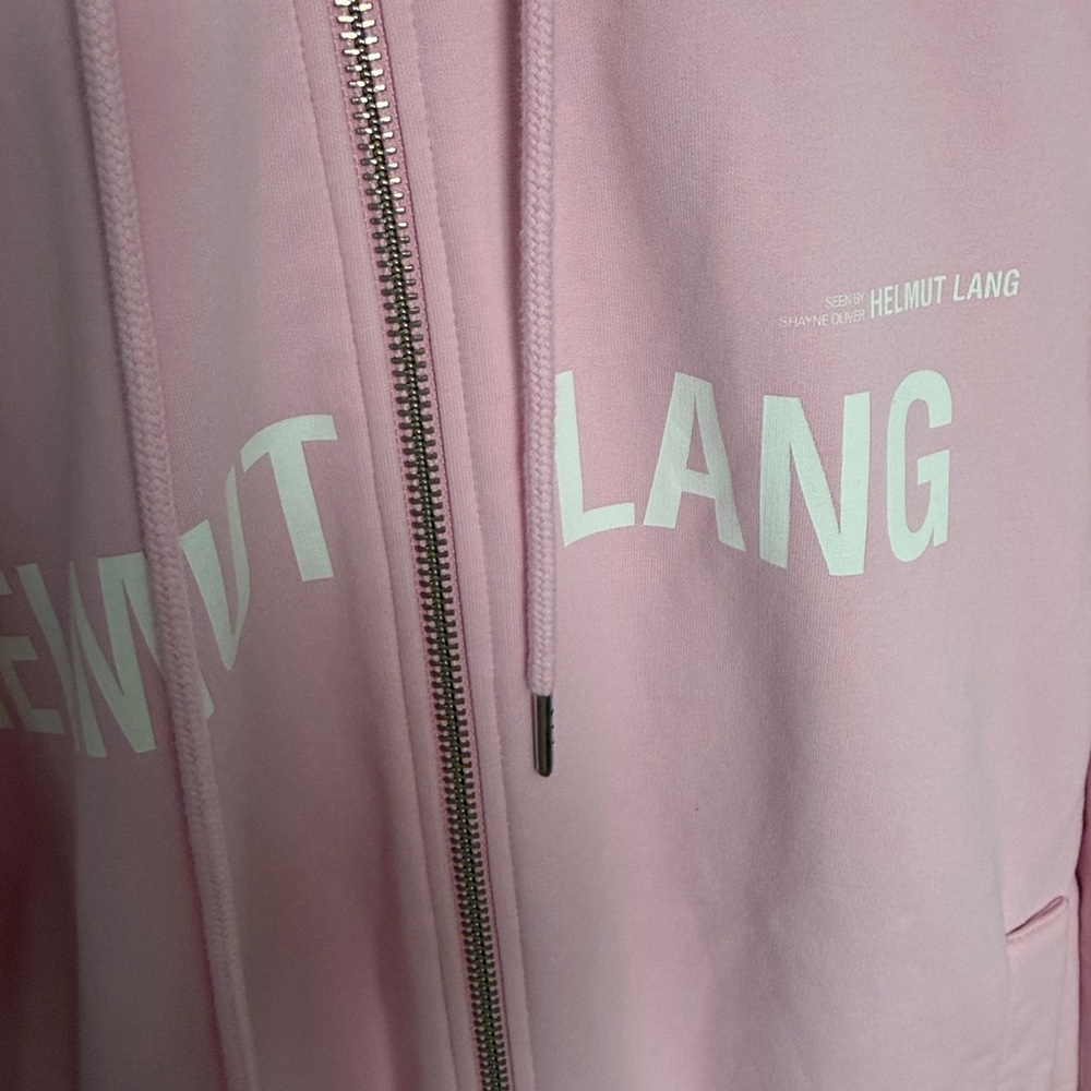 Helmut Lang Pink Shayne Oliver Campaign Print Zip Hoodie sweatshirt - Picture 9 of 13